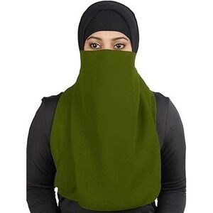Olive Green Niqab Face Veil Hijab Islamic Head Covering Modest Fashion‎ GREEN